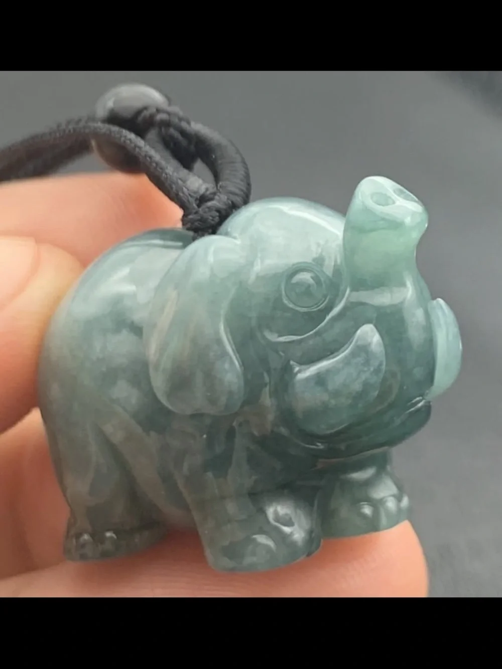 Certificate Jadeite Jade Grade A Luck Green Elephant chunk up pendant